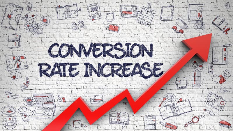 Conversion Rate Increase Inscription on Modern Style Illustation. with Red Arrow and Doodle Icons Around. Conversion Rate Increase - Modern Illustration with Hand Drawn Elements. Conversion Rate Increase Inscription on Modern Style Illustation. with Red Arrow and Doodle Icons Around. Conversion Rate Increase - Modern Illustration with Hand Drawn Elements.