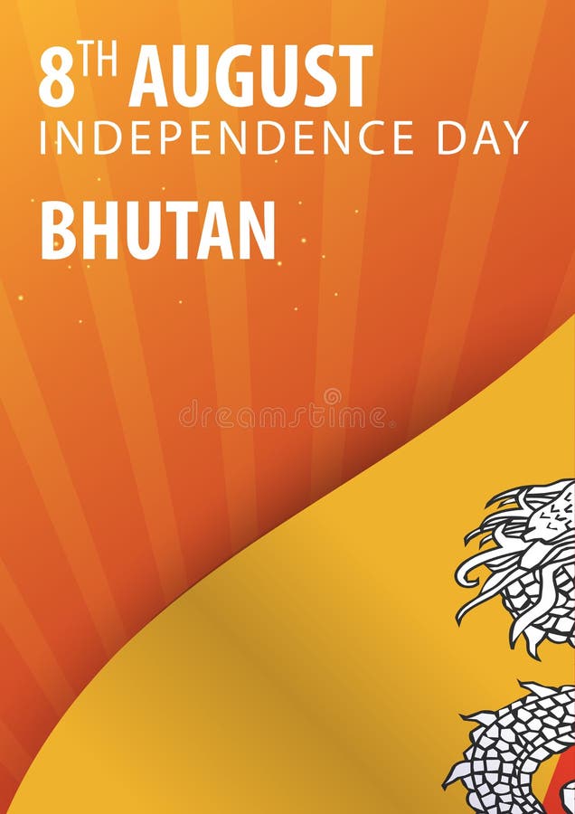 Onafhankelijkheidsdag van Bhutan Vlag en Patriottische Banner Vector illustratie