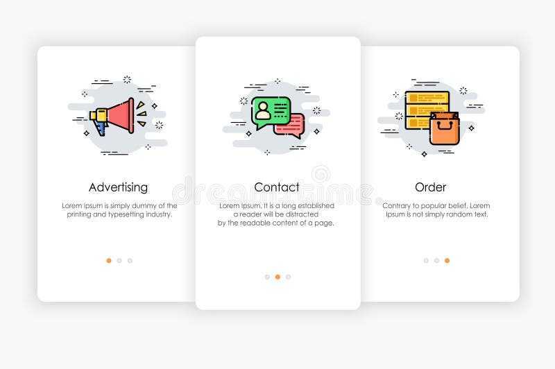 Onboarding screens design in marketing concept. Modern and simplified vector illustration, Template for mobile apps. Onboarding screens design in marketing concept. Modern and simplified vector illustration, Template for mobile apps.