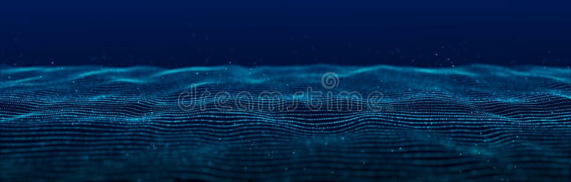 Onda 3d. onda de partículas. fondo geométrico abstracto azul. visualización de big data. resumen de tecnología de datos foto de archivo libre de regalías
