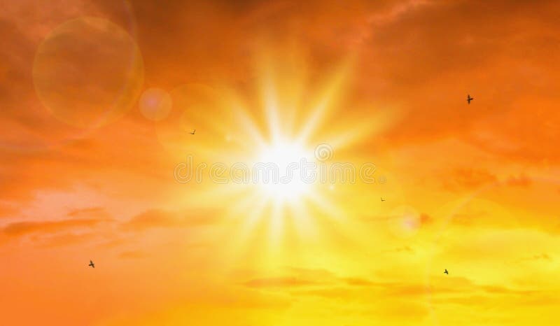 Onda de calor do fundo extremo do sol e do céu Tempo quente com conceito do aquecimento global Temperatura da temporada de verão