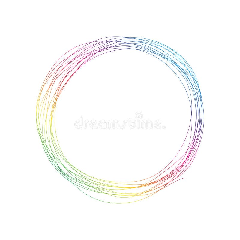 A onda de muitas linhas coloridas circunda o quadro ilustração stock A onda de muitas linhas coloridas circunda o quadro ilustração stock