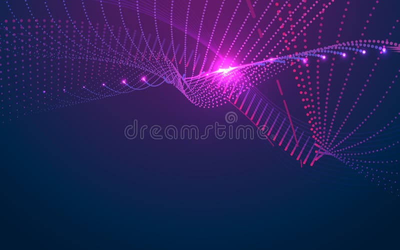 Onda digital abstrata das partículas com ciência e fundo futurista da tecnologia ilustração stock Onda digital abstrata das partículas com ciência e fundo futurista da tecnologia ilustração stock