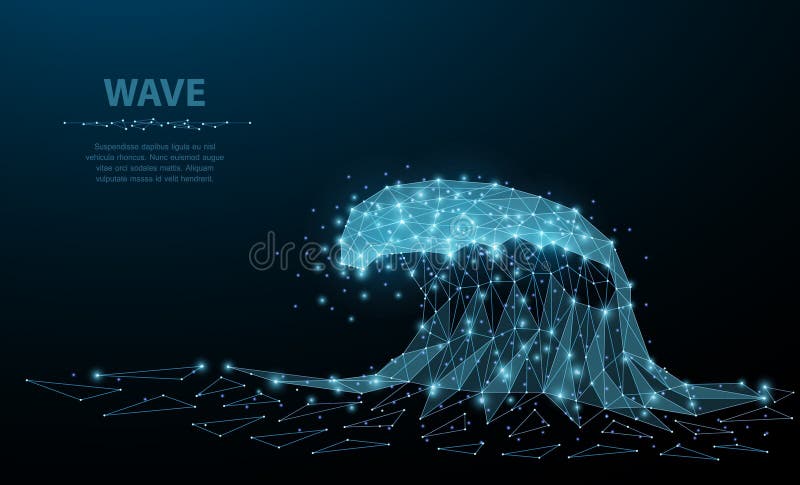 onda La poli maglia bassa del wireframe assomiglia a costellazione su fondo blu scuro con i punti e le stelle Ilustration o royalty illustrazione gratis onda La poli maglia bassa del wireframe assomiglia a costellazione su fondo blu scuro con i punti e le stelle Ilustration o royalty illustrazione gratis