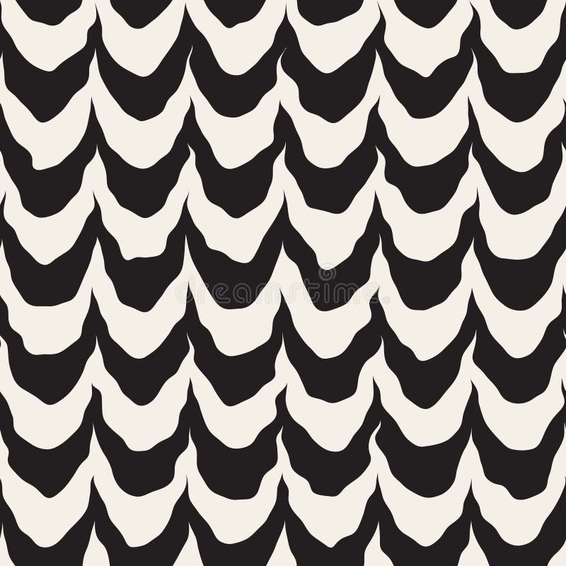 A onda pintado à mão áspera arredondada preto e branco sem emenda do vetor alinha o teste padrão ilustração royalty free A onda pintado à mão áspera arredondada preto e branco sem emenda do vetor alinha o teste padrão ilustração royalty free