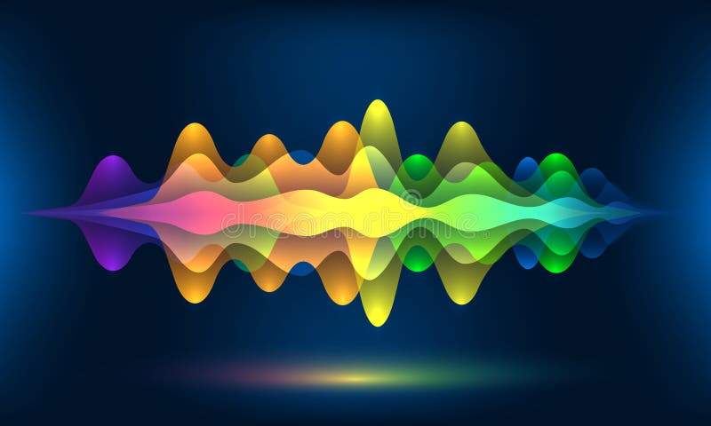 Ondas coloridas de la voz o frecuencia sana del movimiento Fondo de la energía de la banda de sonido o visualización abstracto de