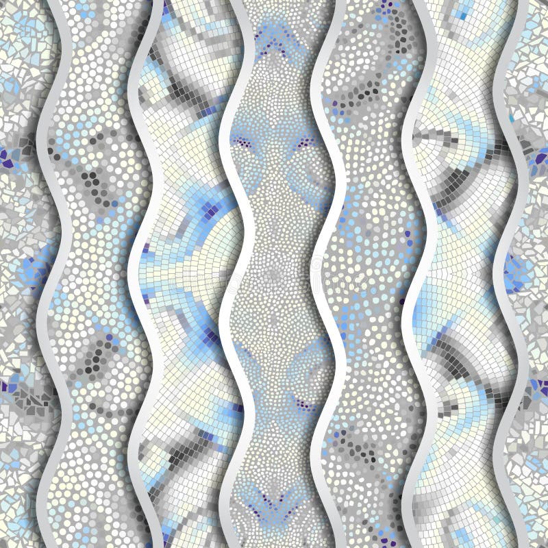 Ondas do relevo de testes padrões decorativos da telha de mosaico ilustração royalty free Ondas do relevo de testes padrões decorativos da telha de mosaico ilustração royalty free