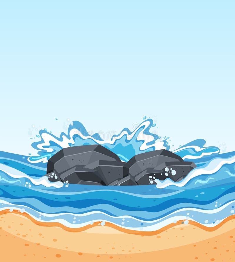 Ondas que deixam de funcionar contra rochas ilustração royalty free Ondas que deixam de funcionar contra rochas ilustração royalty free