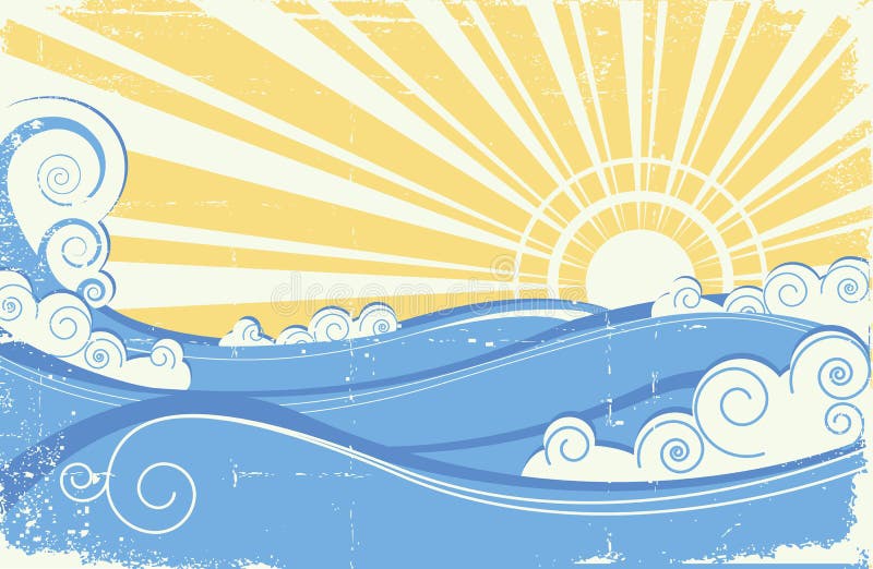 Onde del mare. Grunge royalty illustrazione gratis Onde del mare. Grunge royalty illustrazione gratis