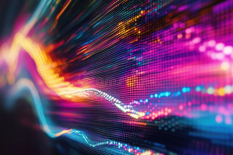 Onde digitali astratte colorate creano un'esperienza visiva vivace in un ambiente moderno illustrazione vettoriale