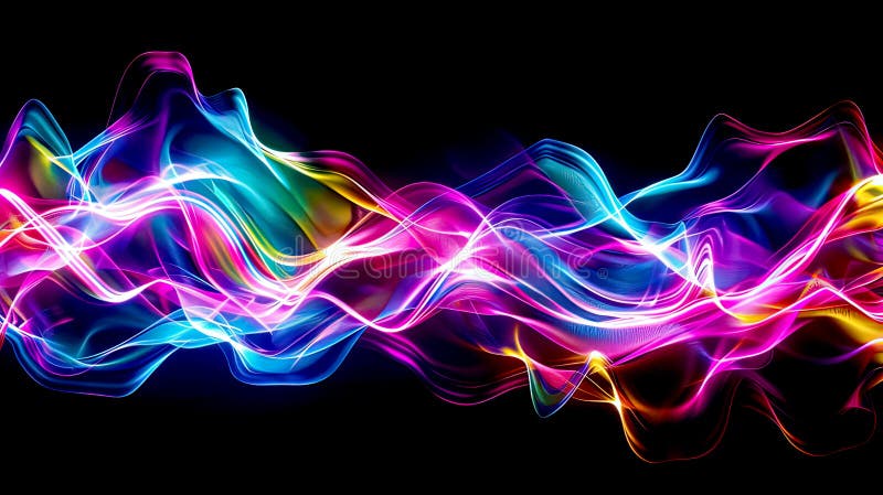 Onde luminose astratte colorate su uno sfondo scuro che creano un effetto visivo dinamico e dinamico con colori vibranti royalty illustrazione gratis
