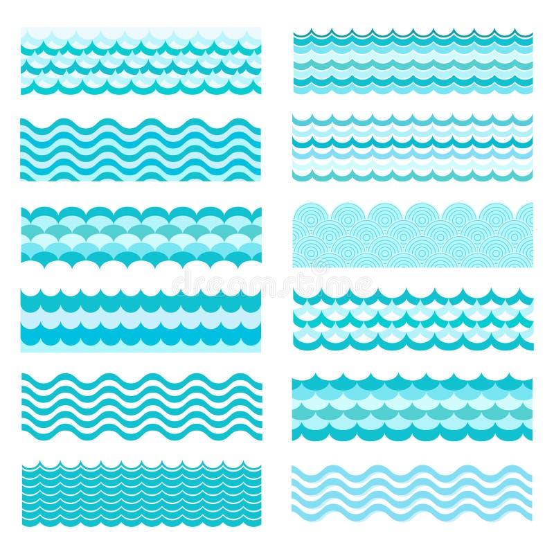 Onde marine Progettazione dell'acqua di arte del mare ondulato, oceano illustrazione di stock Onde marine Progettazione dell'acqua di arte del mare ondulato, oceano illustrazione di stock