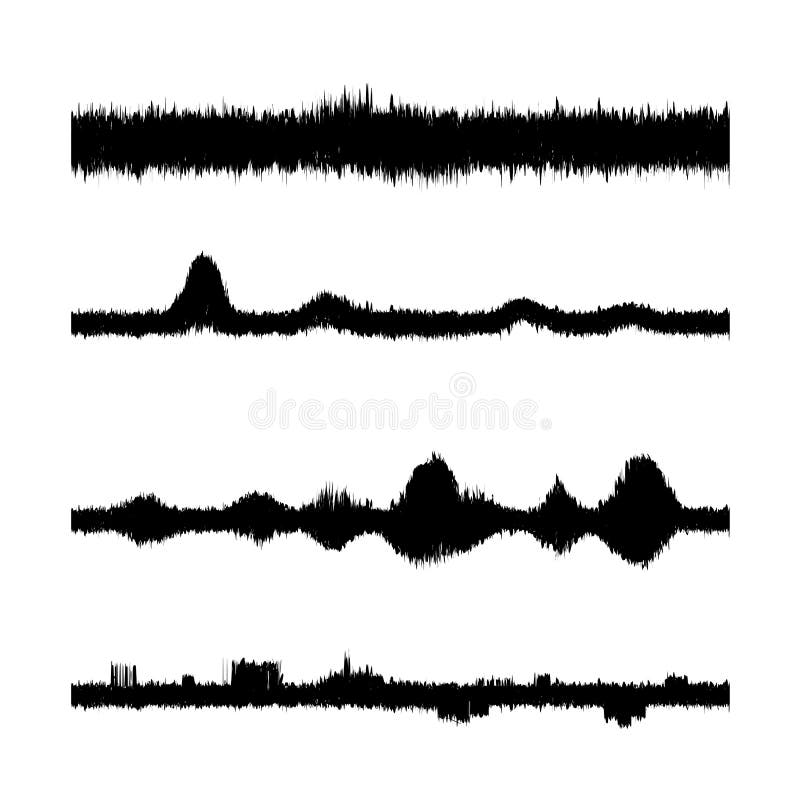 Onde sonore impostate Schermo dell'equalizzatore Grafico musicale di vibrazione Ampiezza d'onda radiofonica illustrazione vettoriale Onde sonore impostate Schermo dell'equalizzatore Grafico musicale di vibrazione Ampiezza d'onda radiofonica illustrazione vettoriale