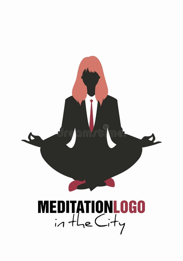 Onderneemstersilhouet die meditatie doen stock illustratie Onderneemstersilhouet die meditatie doen stock illustratie