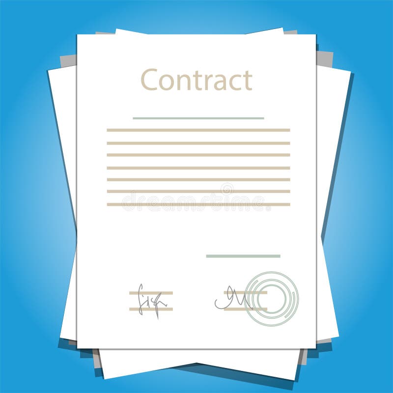 Ondertekende document de overeenkomsten van het bedrijfs overeenkomstencontract vectorillustratie