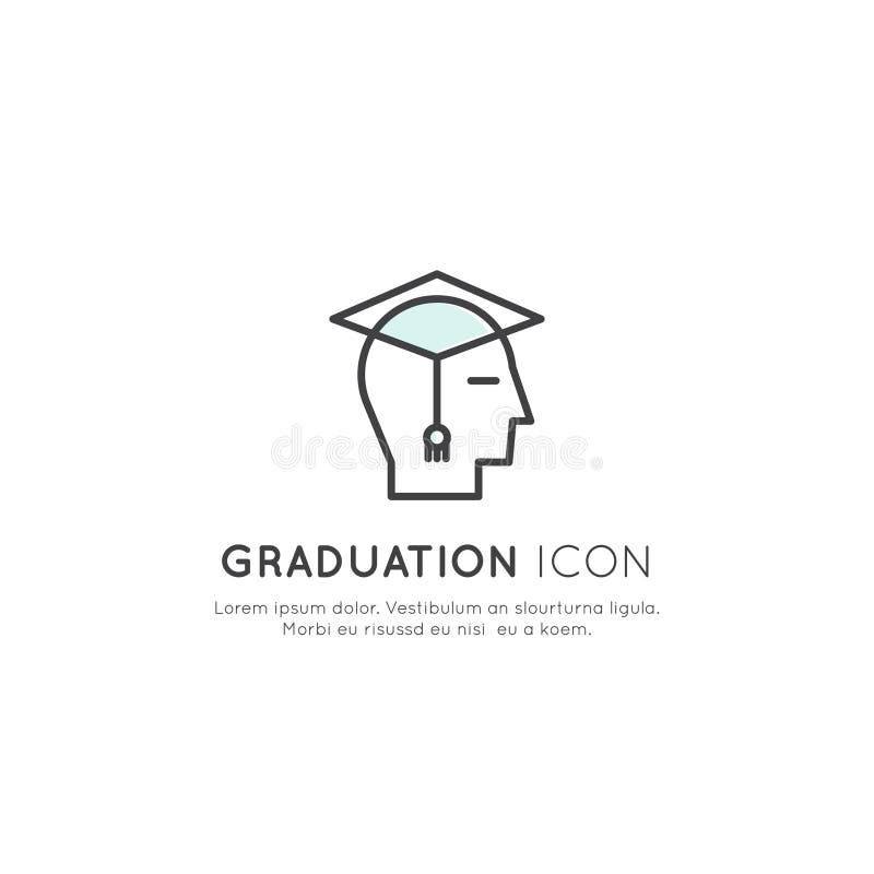 Onderwijs en Graduatiestudieproces, het Leren, die Kennis, Diploma krijgen royalty-vrije illustratie Onderwijs en Graduatiestudieproces, het Leren, die Kennis, Diploma krijgen royalty-vrije illustratie