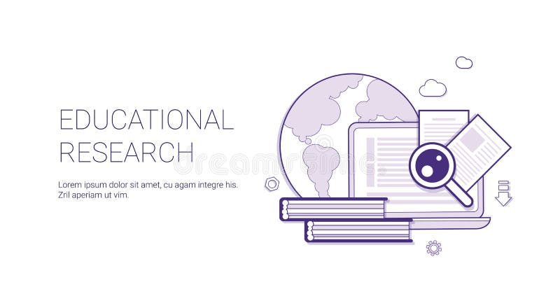 Onderwijs het Webbanner Onderzoek van het Bedrijfsconceptenmalplaatje met Exemplaarruimte royalty-vrije illustratie Onderwijs het Webbanner Onderzoek van het Bedrijfsconceptenmalplaatje met Exemplaarruimte royalty-vrije illustratie