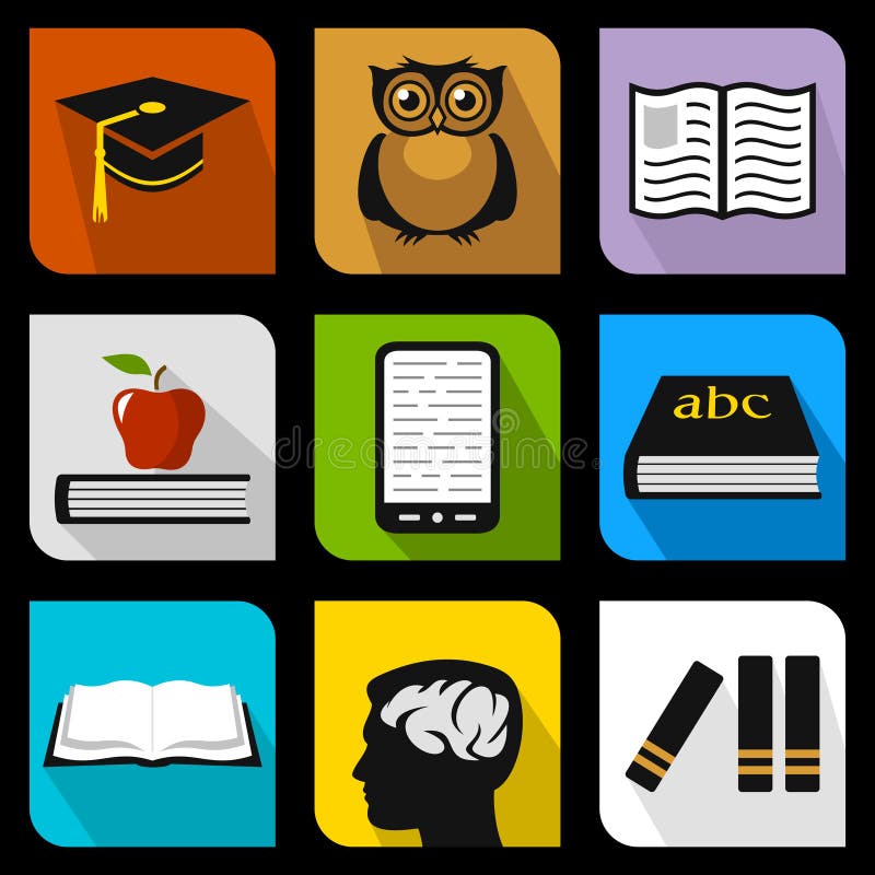 Onderwijs vlakke pictogrammen vector illustratie Onderwijs vlakke pictogrammen vector illustratie