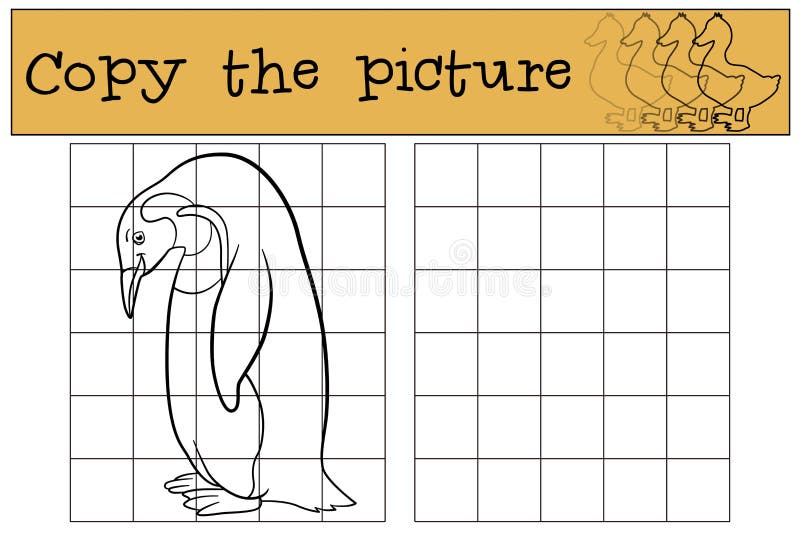 Onderwijsspel: Kopieer het beeld Weinig leuke pinguïnglimlachen