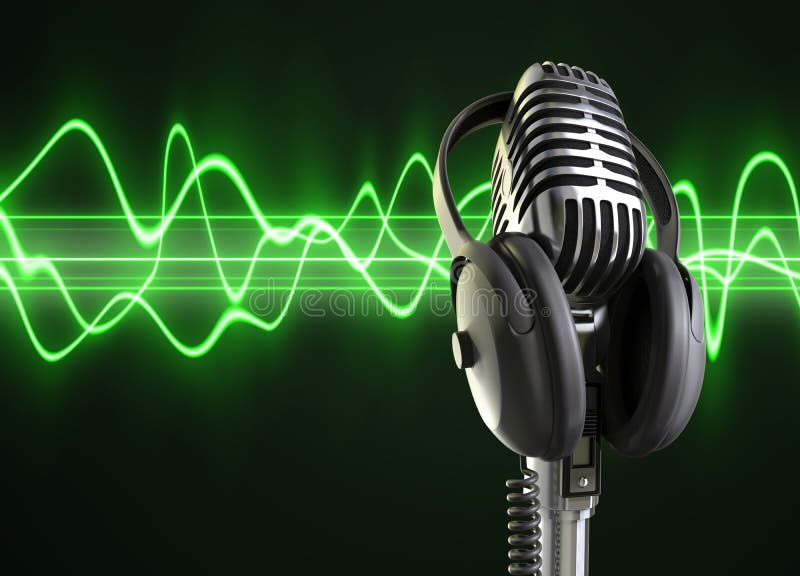 Ondes et microphone d'acoustique photo stock Ondes et microphone d'acoustique photo stock