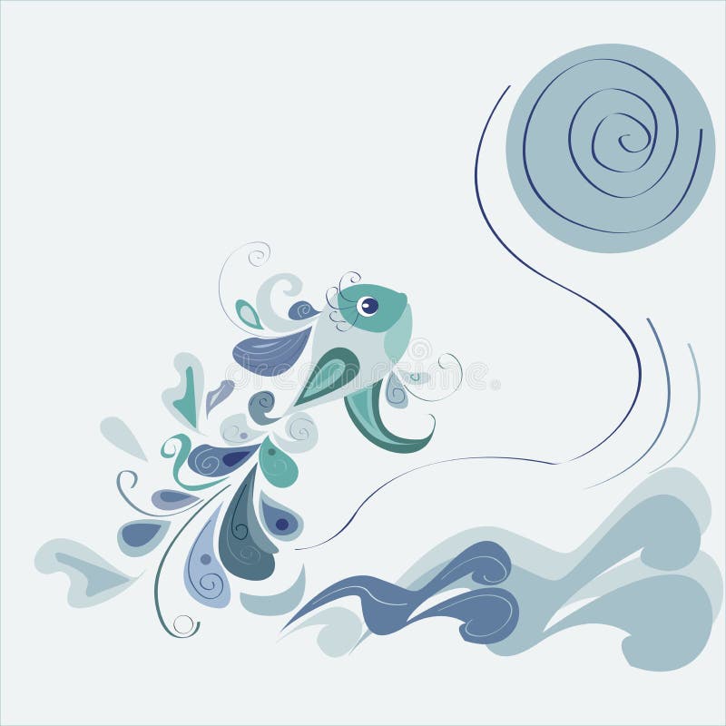 Ondes et poissons de mer illustration stock Ondes et poissons de mer illustration stock