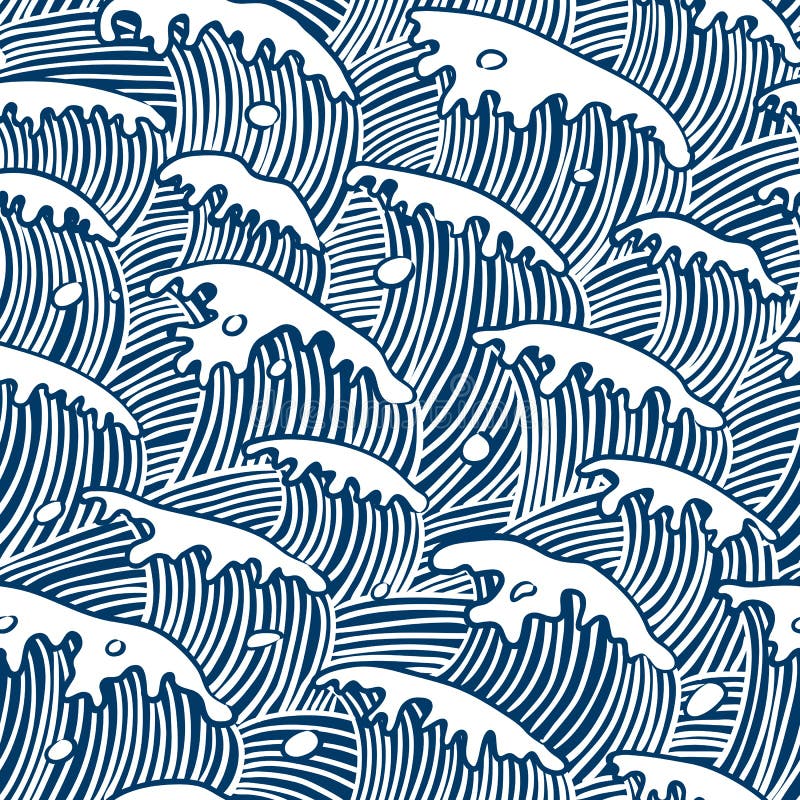 ondes sans joint de papier peint de vecteur de mer illustration de vecteur ondes sans joint de papier peint de vecteur de mer illustration de vecteur