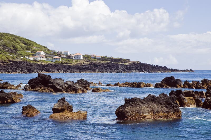 Ondiepe kustlijn van Pico eiland, de Azoren
