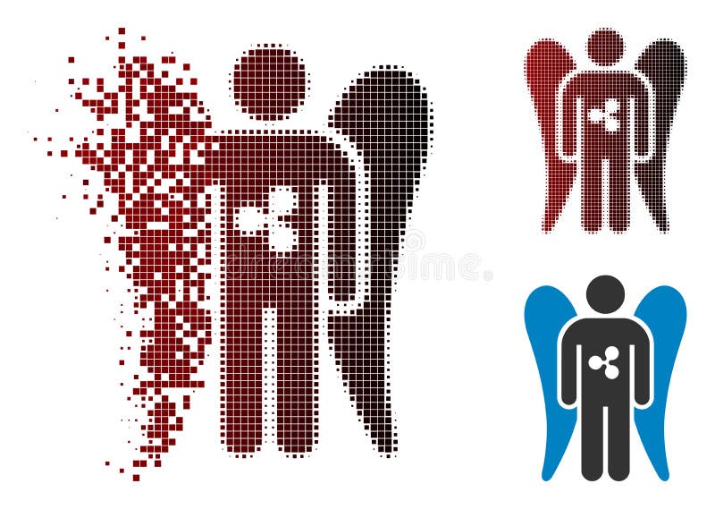 Ondulazione di semitono dissolta Angel Investor Icon del pixel illustrazione di stock