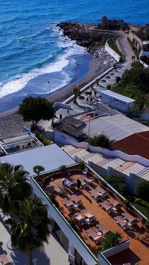 One of the 7 Beaches in the Spanish Town of Nerja in Andalucia