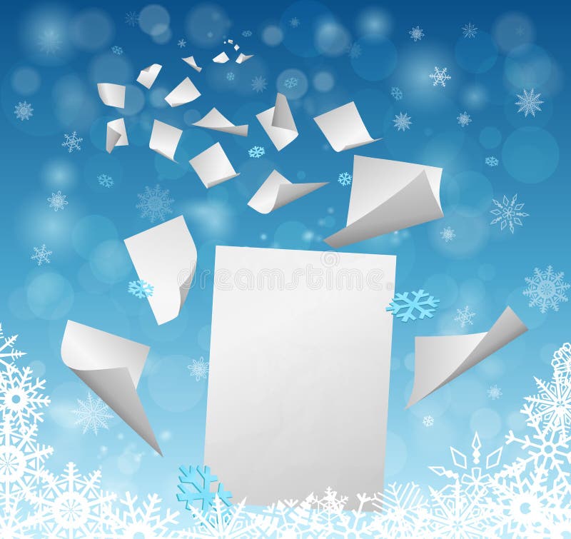 One big white blank sheet of paper with small papers flying away - new year resolutions idea