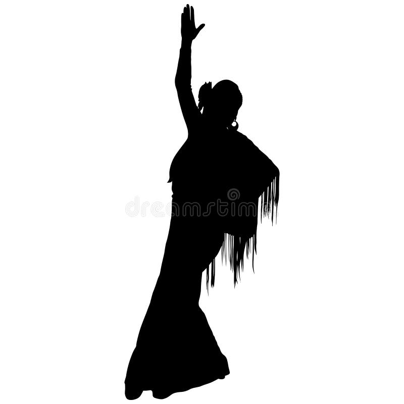 One Black Silhouette of Female Flamenco Dancer Stock Vector ...