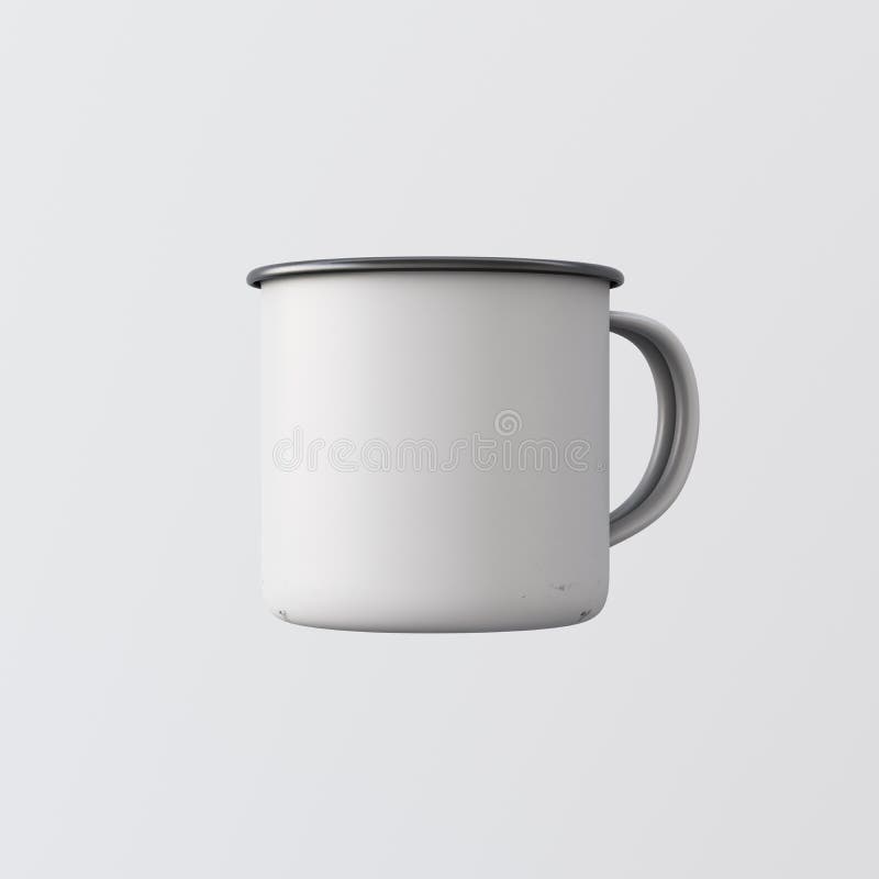 One Blank White Color Metal Hot Tea Mug Isolated Empty Background Clean Enamel Cup Mockup Ready Corporate Design Stock Illustration Illustration Of Drinking Identical 76810222