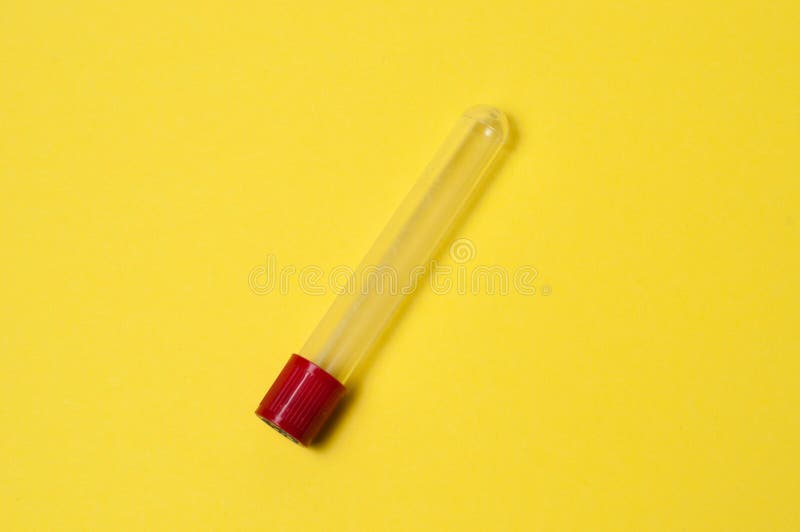One Blood Collection Tube on a Yellow Background Stock Image Image of professional, ncov