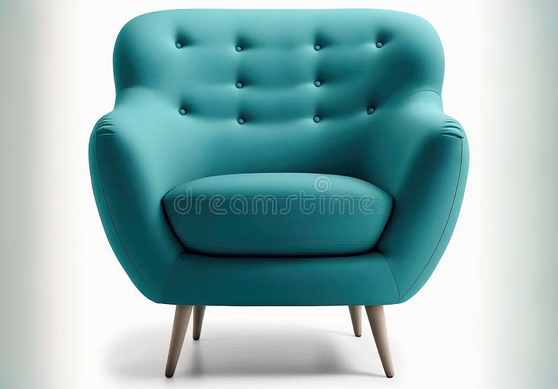One Blue Armchair on a White Background Stock Illustration