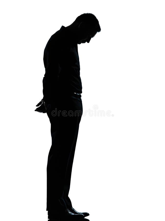 One business man sad lonely silhouette royalty free stock image