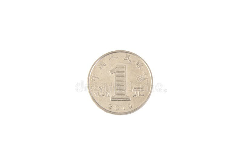 One Chinese yuan coin isolated on white background stock photos One Chinese yuan coin isolated on white background stock photos