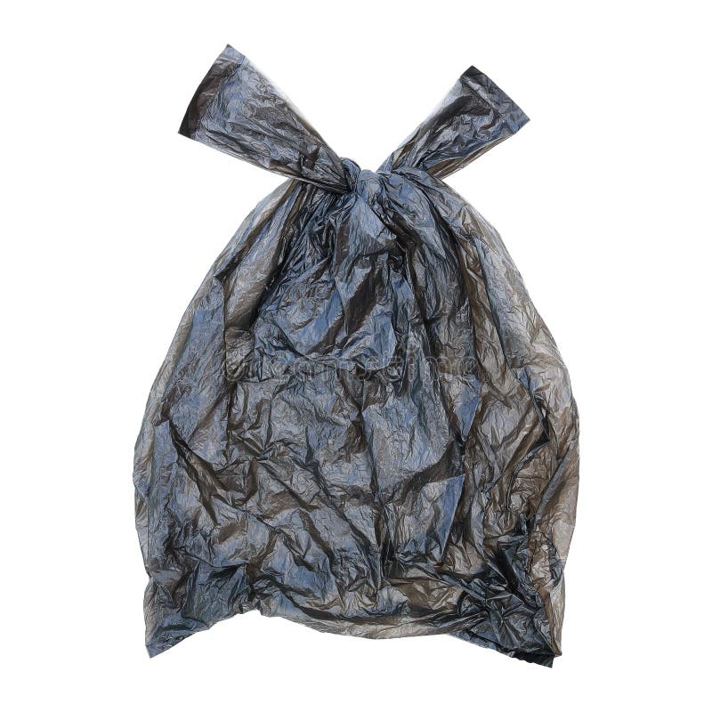 One Closed Black Plastic Bag Isolated on White Stock Image - Image of ...