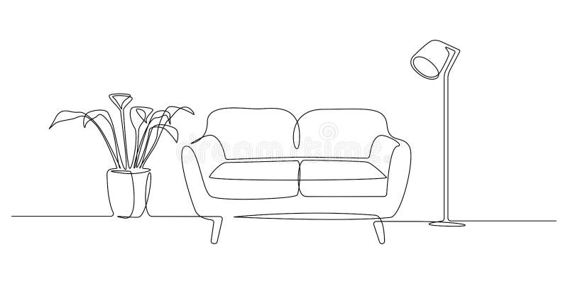 Living room An artists simple sketch of an interior design of a living  room design and sketch by submitter  CanStock