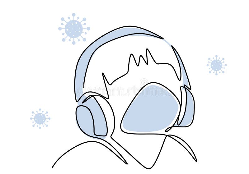 A young man with headset looking at monitor computer. Continuous one line  drawing of a gamer playing games with computer monitor, headphone, mouse,  and keyboard. Sparring game online concept 2099823 Vector Art