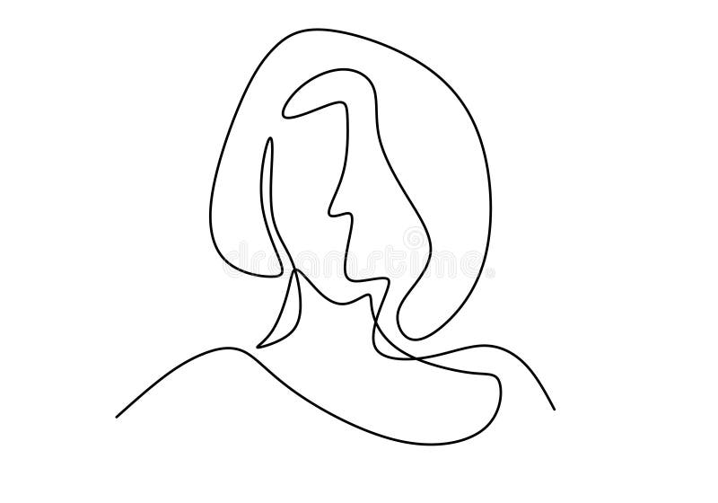 One Continuous Single Drawn Line Art Beautiful Woman. Charming Eyes. Cute  with Short Hair Stock Vector - Illustration of portrait, continuous:  177937953