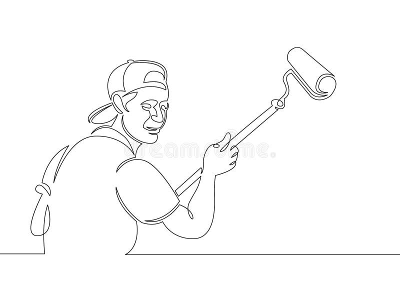 House painter builder stock illustration. Illustration of paint 167258604