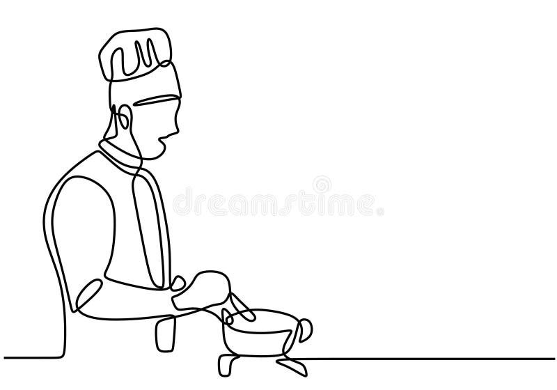 One Continuous single line drawing of chef cooking vector illustration