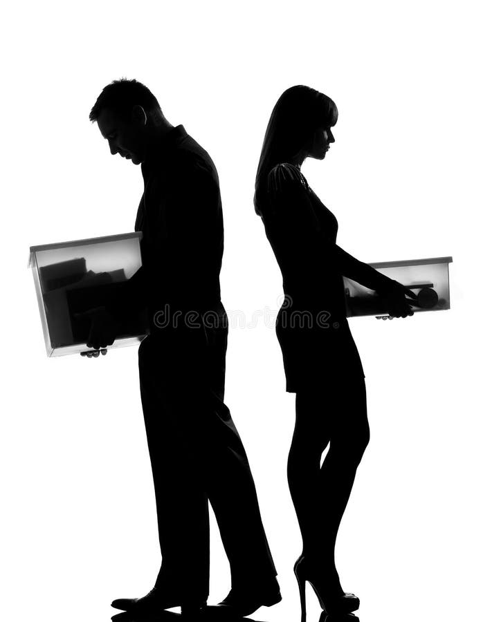 One caucasian couple men and women in studio silhouette isolated on white background. One caucasian couple men and women in studio silhouette isolated on white background
