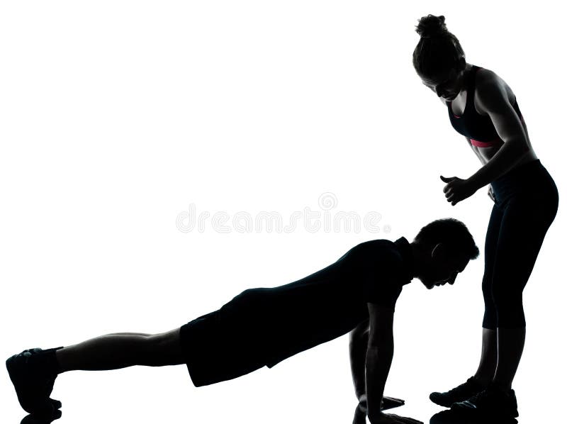 One couple man woman exercising workout fitness stock images One couple man woman exercising workout fitness stock images