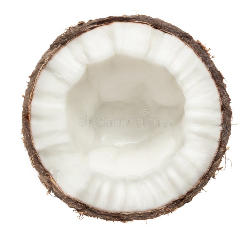 Half of coconut isolated on white stock images Half of coconut isolated on white stock images