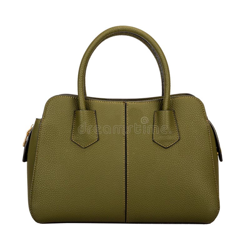 Dark Green Women Bag with Long Handles on White Stock Photo Image of