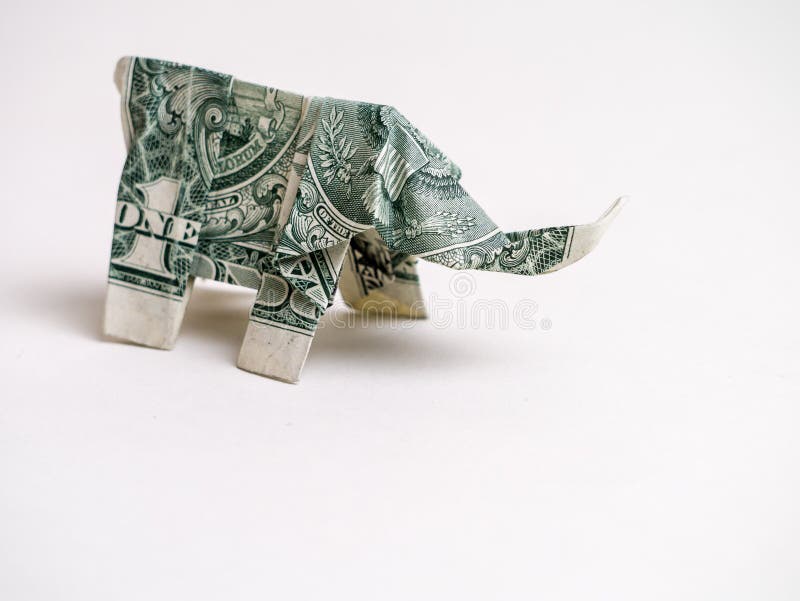 One Dollar Bill Origami Elephant Stock Photo Image of folded, dollar