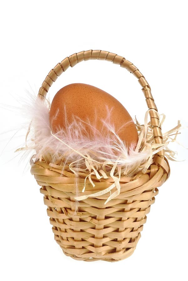 One egg in a little basket stock photo. Image of detail 23591132