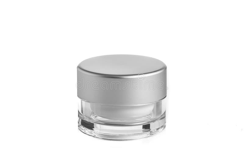 Empty plastic, glass jars cosmetic, lotion packaging on a white background stock photos