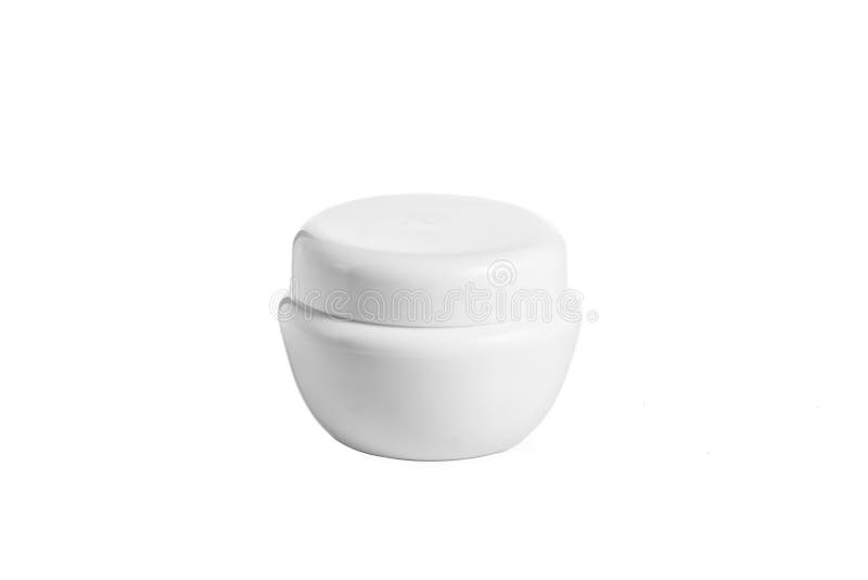 Empty plastic, glass jars cosmetic, lotion packaging on a white background royalty free stock photography